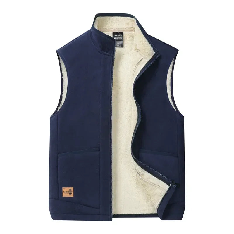 2024 Men’s Plus Size Fleece Vest – Warm Sleeveless Jackets, Autumn Winter Waist Coat  C30
