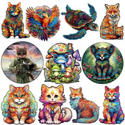 Unique Wooden Animal Jigsaw Puzzle, Animal Shape, Wooden Jigsaw Puzzle, Mindfulness & Educational Animals Game for All Ages, Unique Sustainable, Wildlife Gift, Christmas gift Idea C180