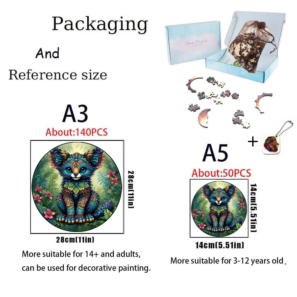 Unique Wooden Animal Jigsaw Puzzle, Animal Shape, Wooden Jigsaw Puzzle, Mindfulness & Educational Animals Game for All Ages, Unique Sustainable, Wildlife Gift, Christmas gift Idea C180