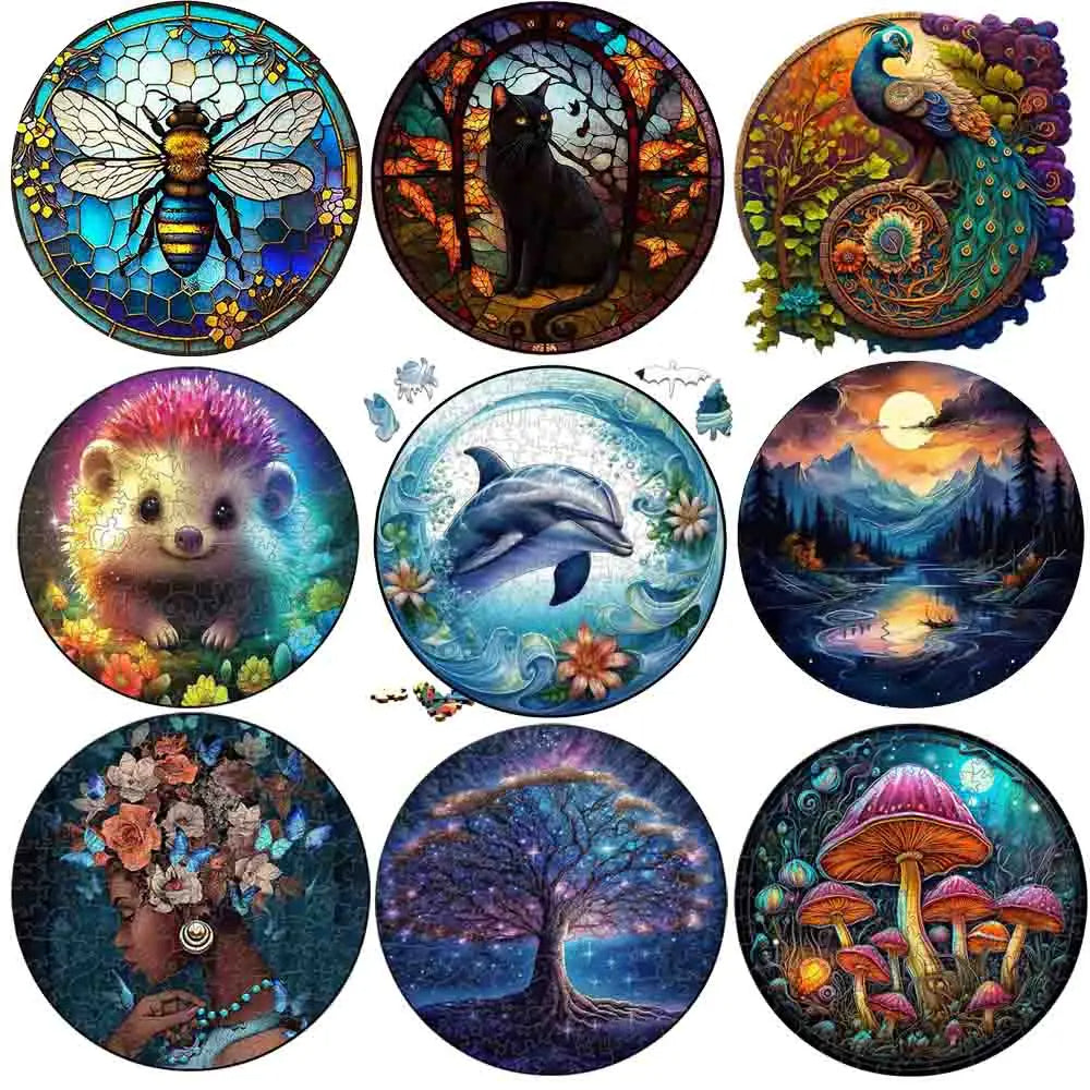 Set 2 Unique Wooden Animal Jigsaw Puzzle, Wooden Jigsaw Puzzle, Mindfulness & Educational Animals Game for All Ages, Unique Sustainable, Wildlife Gift, Christmas gift Idea C193