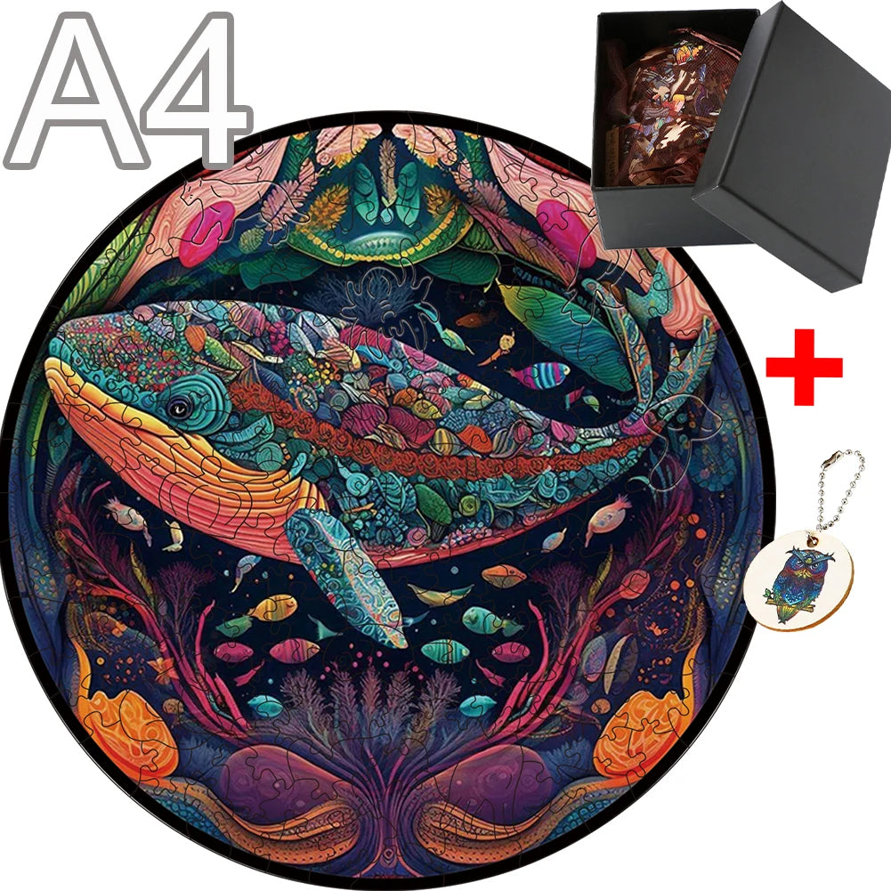 Unique Animal Wooden Jigsaw Puzzles, Whale, DIY Crafts, Educational Toys for Adults and Kids, Perfect Gift Idea, Christmas gift Idea 189