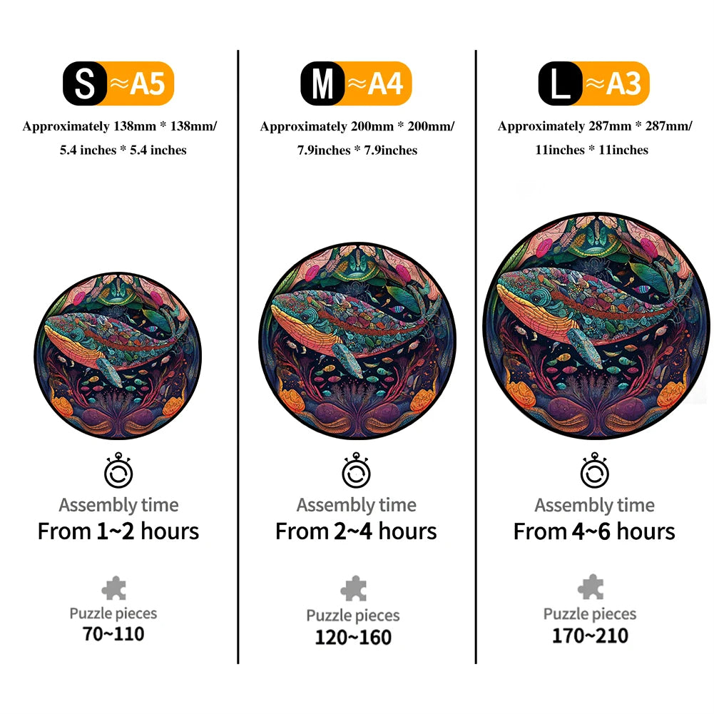 Unique Animal Wooden Jigsaw Puzzles, Whale, DIY Crafts, Educational Toys for Adults and Kids, Perfect Gift Idea, Christmas gift Idea 189