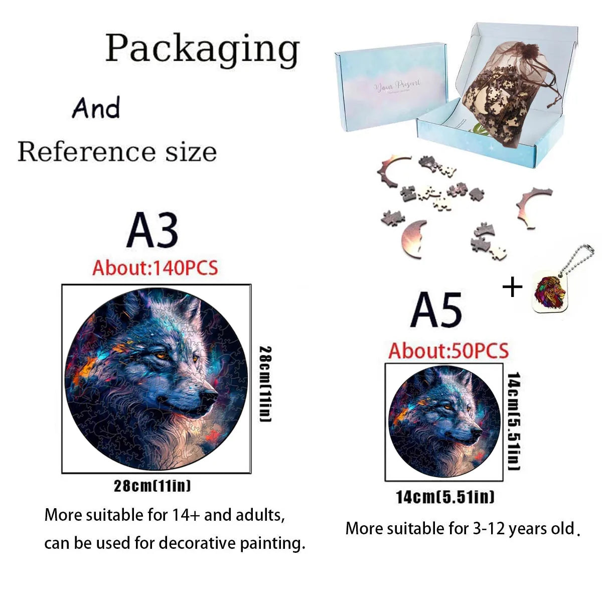 Set 2 Unique Wooden Animal Jigsaw Puzzle, Wooden Jigsaw Puzzle, Mindfulness & Educational Animals Game for All Ages, Unique Sustainable, Wildlife Gift, Christmas gift Idea C193