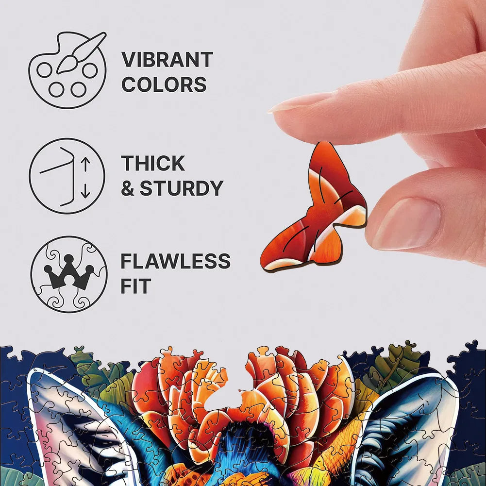 Unique Wooden Animal Jigsaw Puzzle, Wooden Jigsaw Puzzle, Mindfulness & Educational Animals Game for All Ages, Unique Sustainable, Wildlife Gift, Christmas gift Idea C186