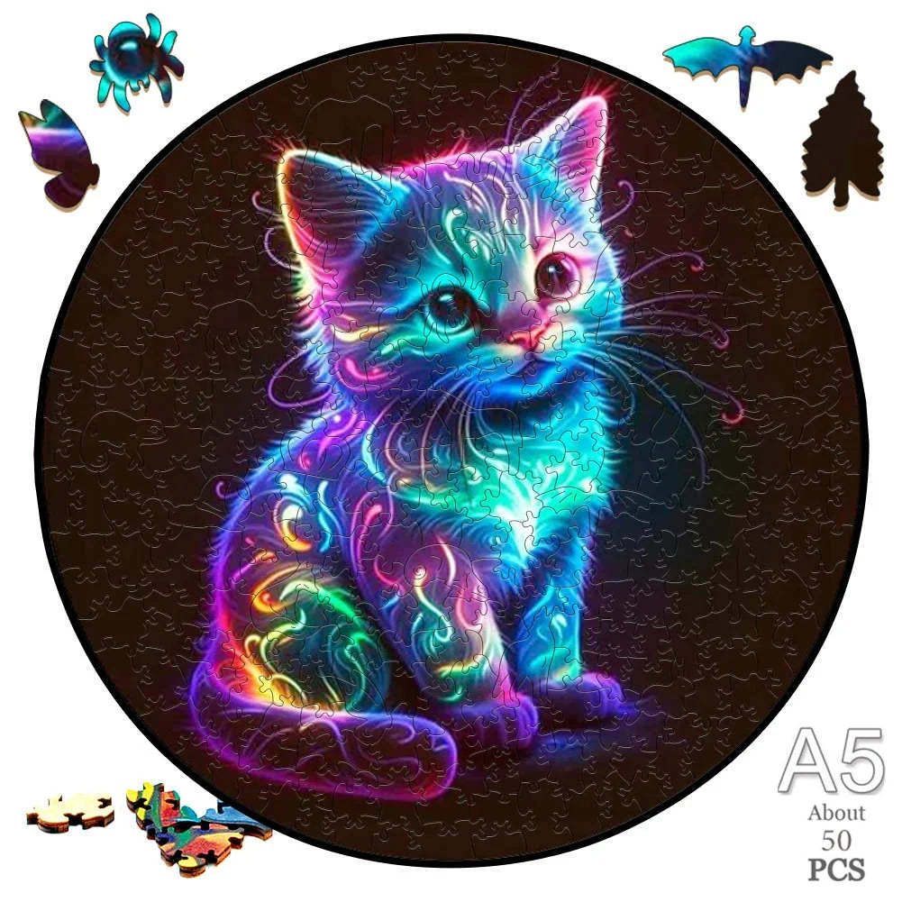 Unique Wooden Animal Jigsaw Puzzle, Animal Shape, Wooden Jigsaw Puzzle, Mindfulness & Educational Animals Game for All Ages, Unique Sustainable, Wildlife Gift, Christmas gift Idea C180