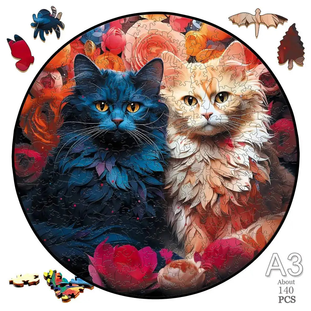 Set 2 Unique Wooden Animal Jigsaw Puzzle, Wooden Jigsaw Puzzle, Mindfulness & Educational Animals Game for All Ages, Unique Sustainable, Wildlife Gift, Christmas gift Idea C190