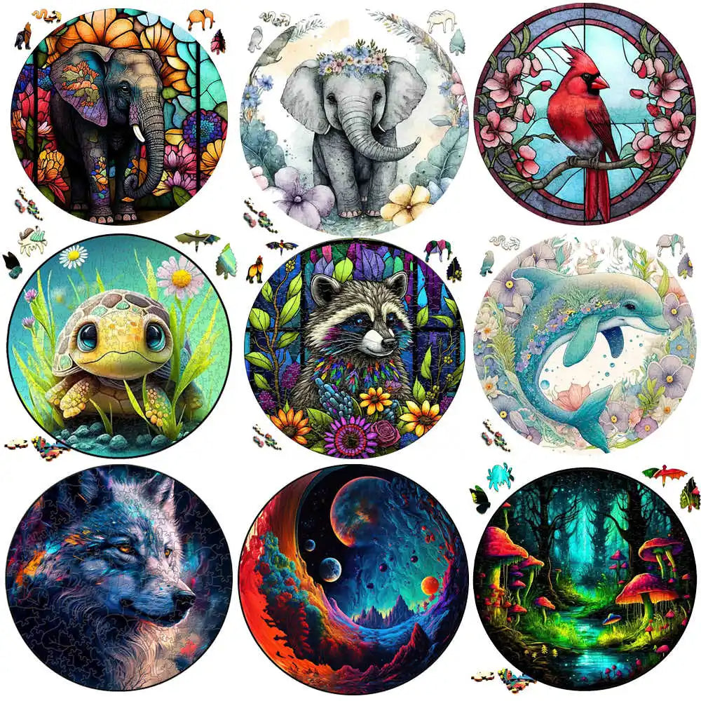 Set 2 Unique Wooden Animal Jigsaw Puzzle, Wooden Jigsaw Puzzle, Mindfulness & Educational Animals Game for All Ages, Unique Sustainable, Wildlife Gift, Christmas gift Idea C192