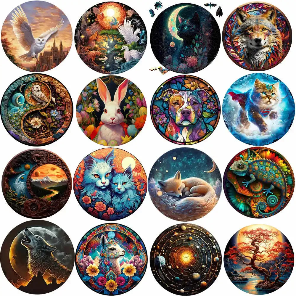 Set 2 Unique Wooden Animal Jigsaw Puzzle, Animal Shape, Wooden Jigsaw Puzzle, Mindfulness & Educational Animals Game for All Ages, Unique Sustainable, Wildlife Gift, Christmas gift Idea C160