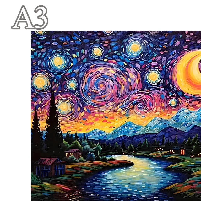 Unique Wooden Jigsaw Puzzle, Starry Night Wooden Puzzle, Vincent Van Gogh, Wooden Jigsaw Puzzle, Mindfulness & Educational Animals Game for All Ages, Unique Sustainable, Wildlife Gift, Christmas gift Idea C175