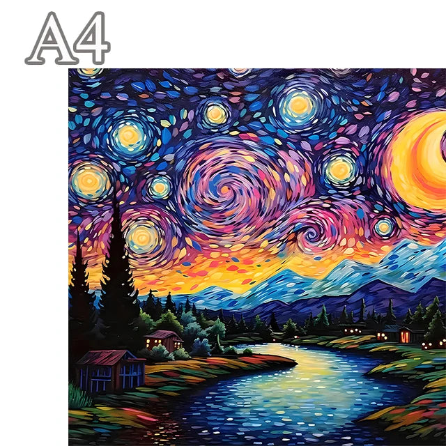 Unique Wooden Jigsaw Puzzle, Starry Night Wooden Puzzle, Vincent Van Gogh, Wooden Jigsaw Puzzle, Mindfulness & Educational Animals Game for All Ages, Unique Sustainable, Wildlife Gift, Christmas gift Idea C175