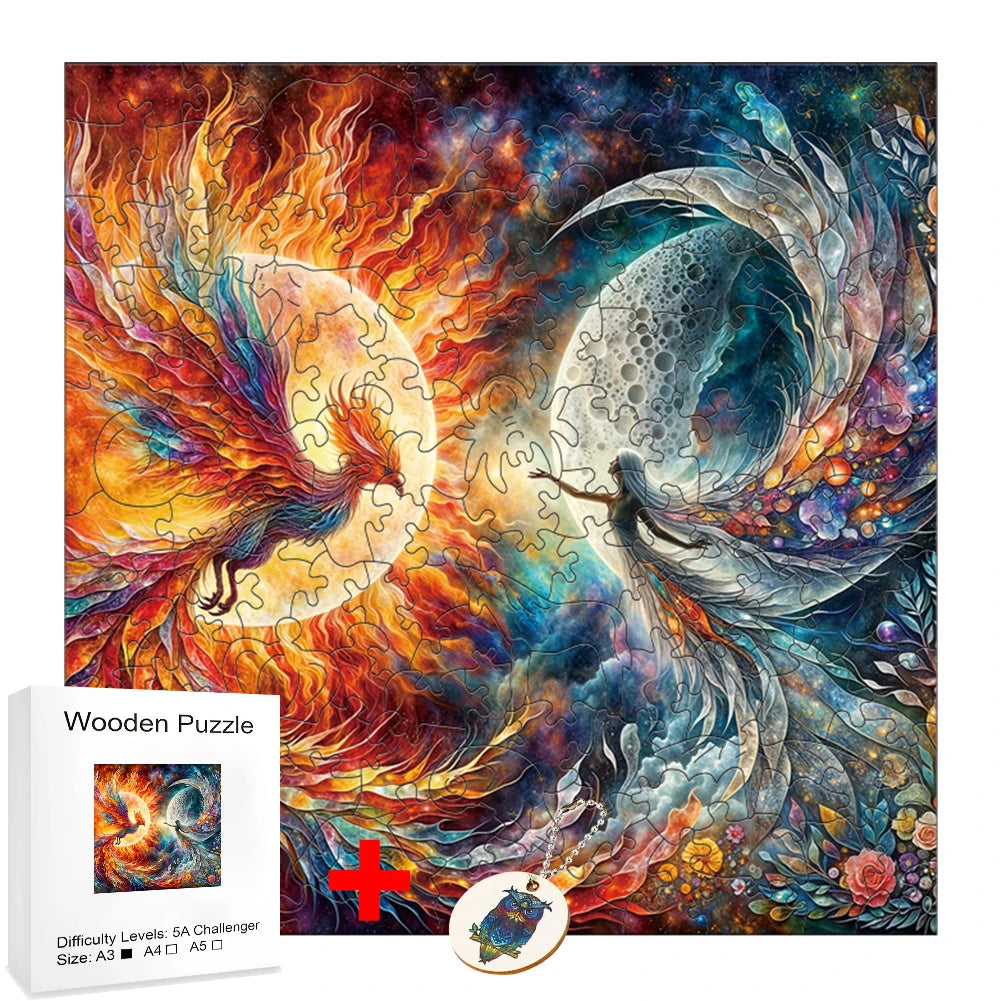 Unique Wooden Jigsaw Puzzle, Phoenix Flight in a Whirlwind of Colors Puzzle, Puzzle For Children, Puzzle For Adults, Colorful Puzzle, Bird Puzzle, Unique Sustainable, Christmas gift Idea C170