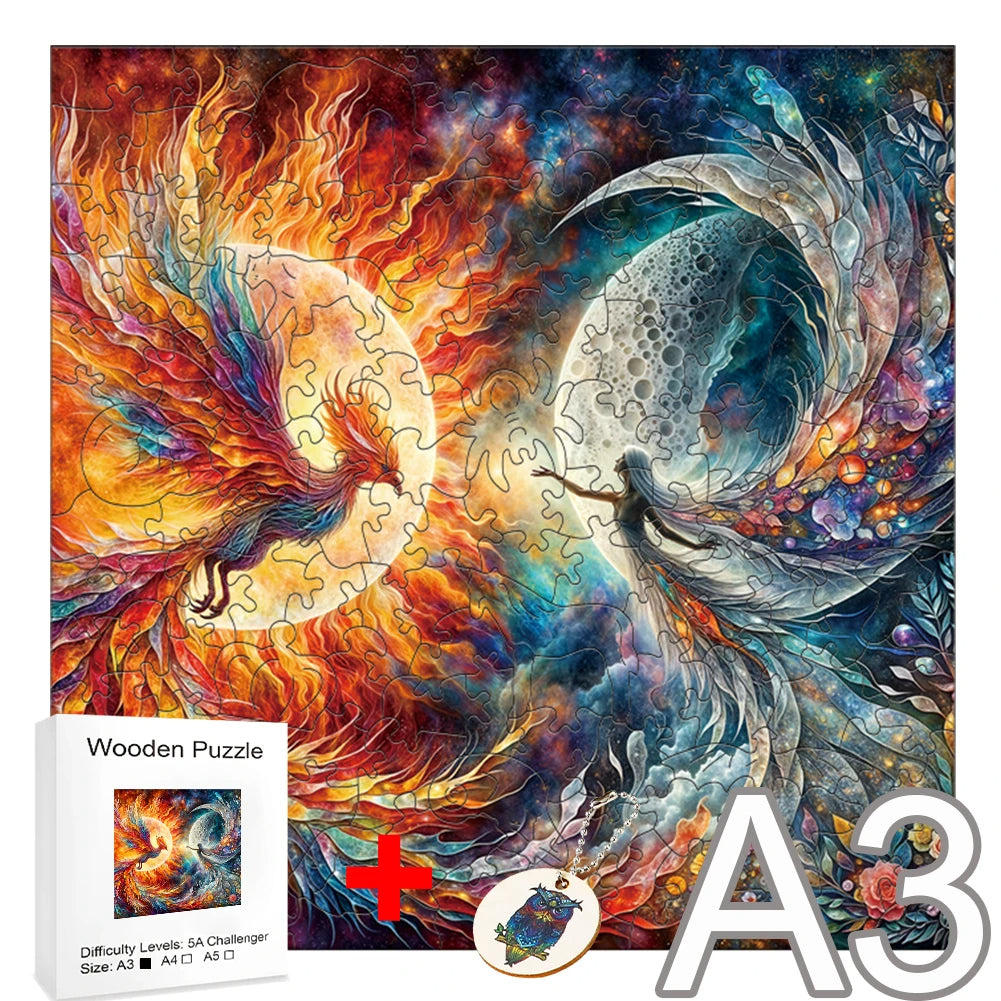 Unique Wooden Jigsaw Puzzle, Phoenix Flight in a Whirlwind of Colors Puzzle, Puzzle For Children, Puzzle For Adults, Colorful Puzzle, Bird Puzzle, Unique Sustainable, Christmas gift Idea C170