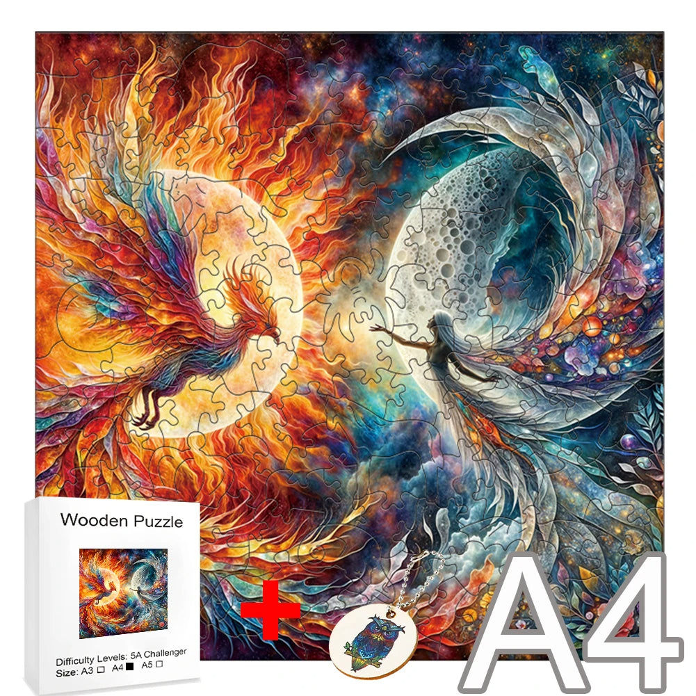 Unique Wooden Jigsaw Puzzle, Phoenix Flight in a Whirlwind of Colors Puzzle, Puzzle For Children, Puzzle For Adults, Colorful Puzzle, Bird Puzzle, Unique Sustainable, Christmas gift Idea C170