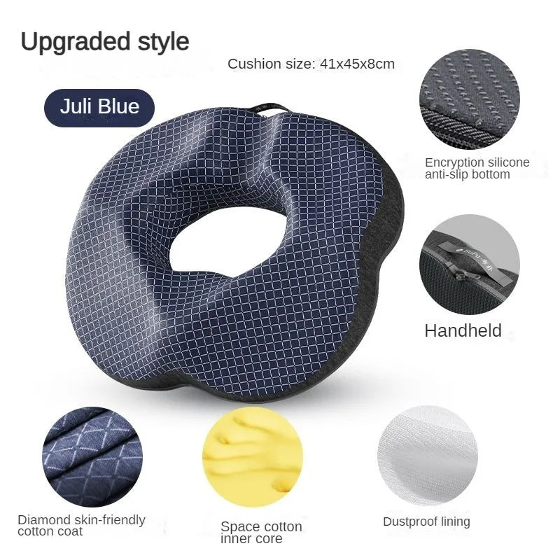 Memory Foam Donut Seat Cushion – Ergonomic Sitting Support Pillow for Office and Home Chairs