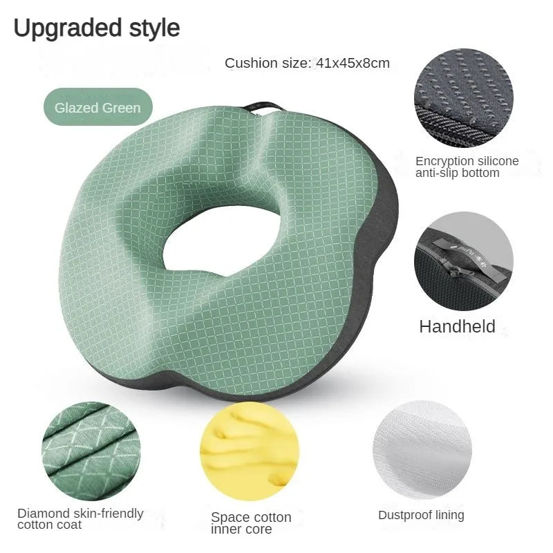 Memory Foam Donut Seat Cushion – Ergonomic Sitting Support Pillow for Office and Home Chairs