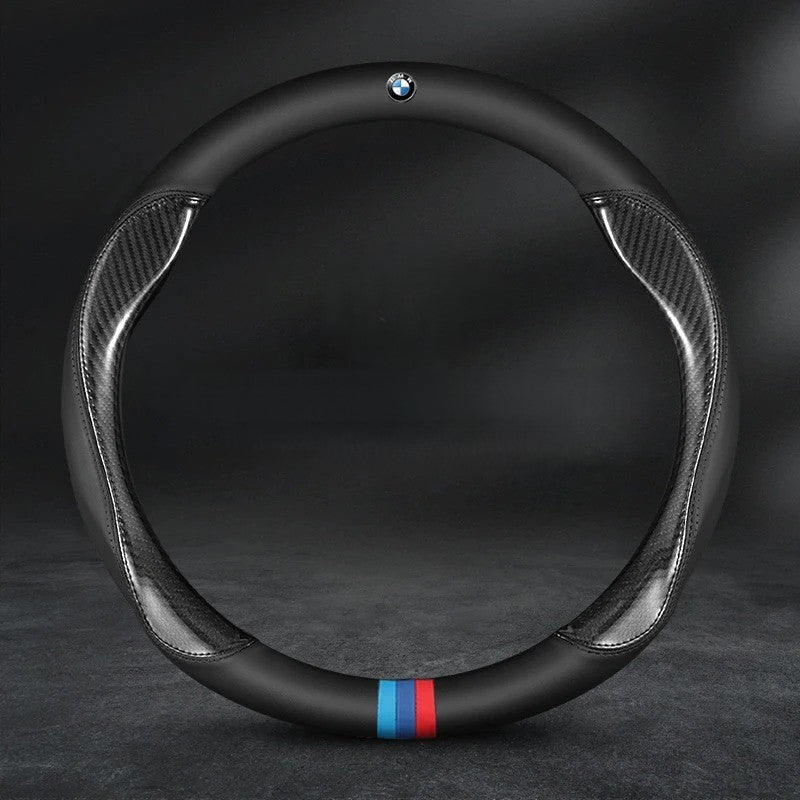 38cm Carbon Fiber Style Car Steering Wheel Cover - Universal Fit for 37-38cm Wheels For Car