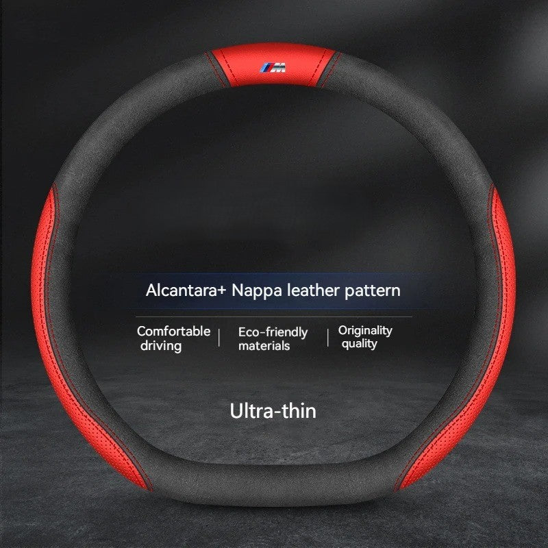 Anti-Slip Carbon Fiber Leather Steering Wheel Cover for Car