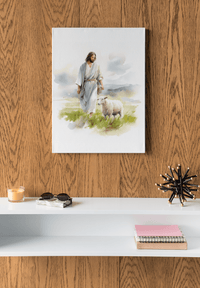Thumbnail for Jesus and Lamb Art Canvas, Jesus Holding the Lost Lamb, Loss Lamb Art Canvas, Jesus Lamb of God, Jesus and Lamb No Words, Christian Wall Decor