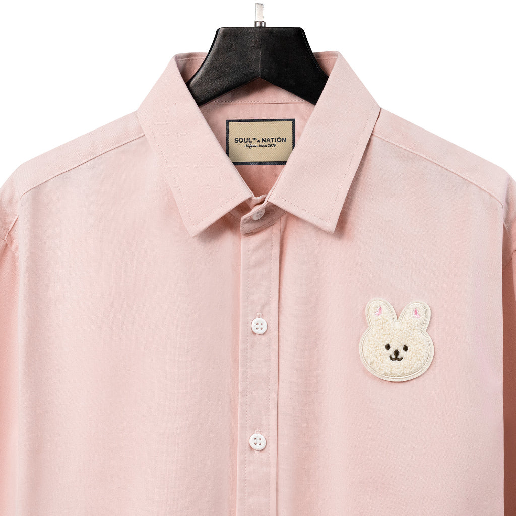 Embroidered PATCH Shirt Cute Mischievous Bear Misa/White Lovely Rabbit Premium High-End unisex basic - Black/Pink/Royal Blue.