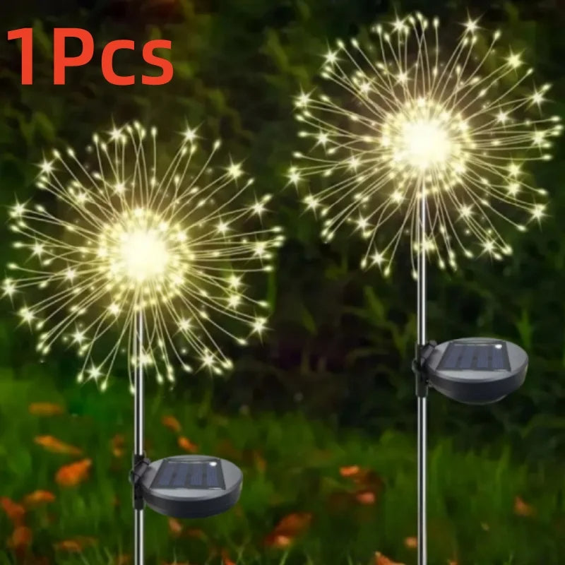 Solar Garden Lights Firework LEDs Outdoor, IP65 Waterproof, 8 Lighting Modes, Solar Fairy Lights for Garden, Yard, Lawn, Christmas, Wedding Decoration