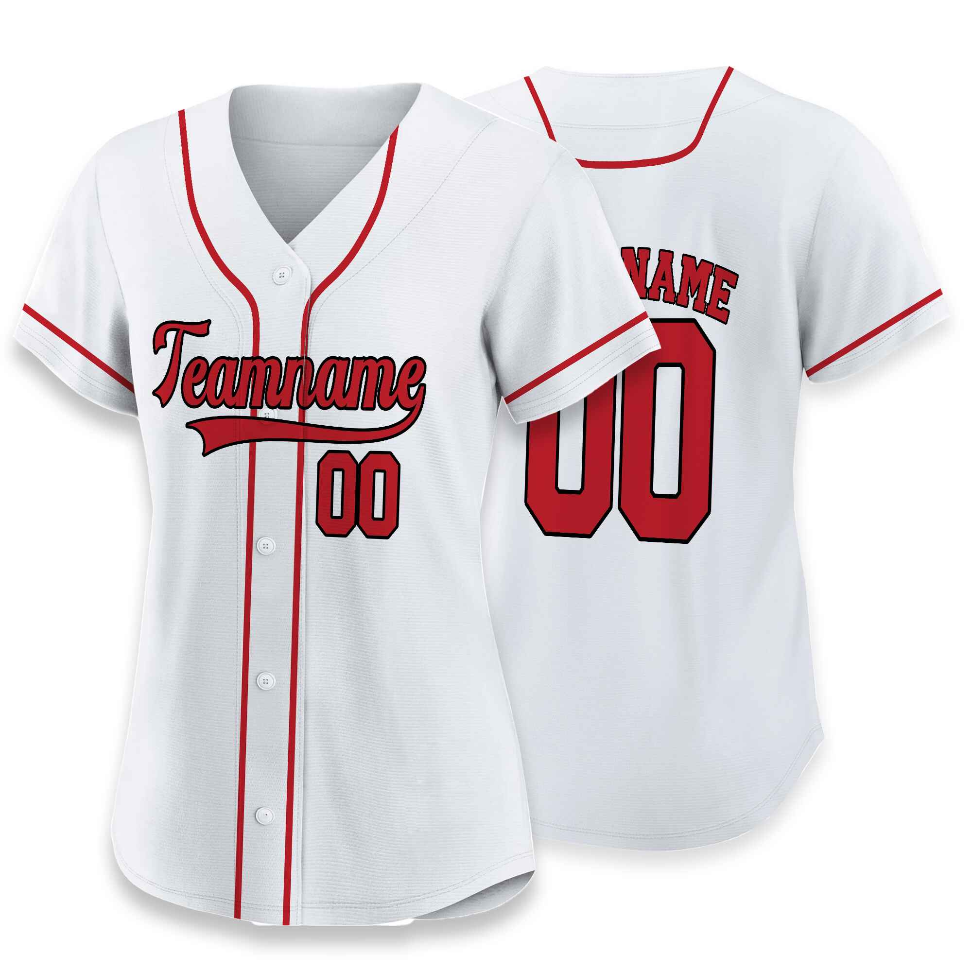 Custom White Red-Black Baseball Jersey