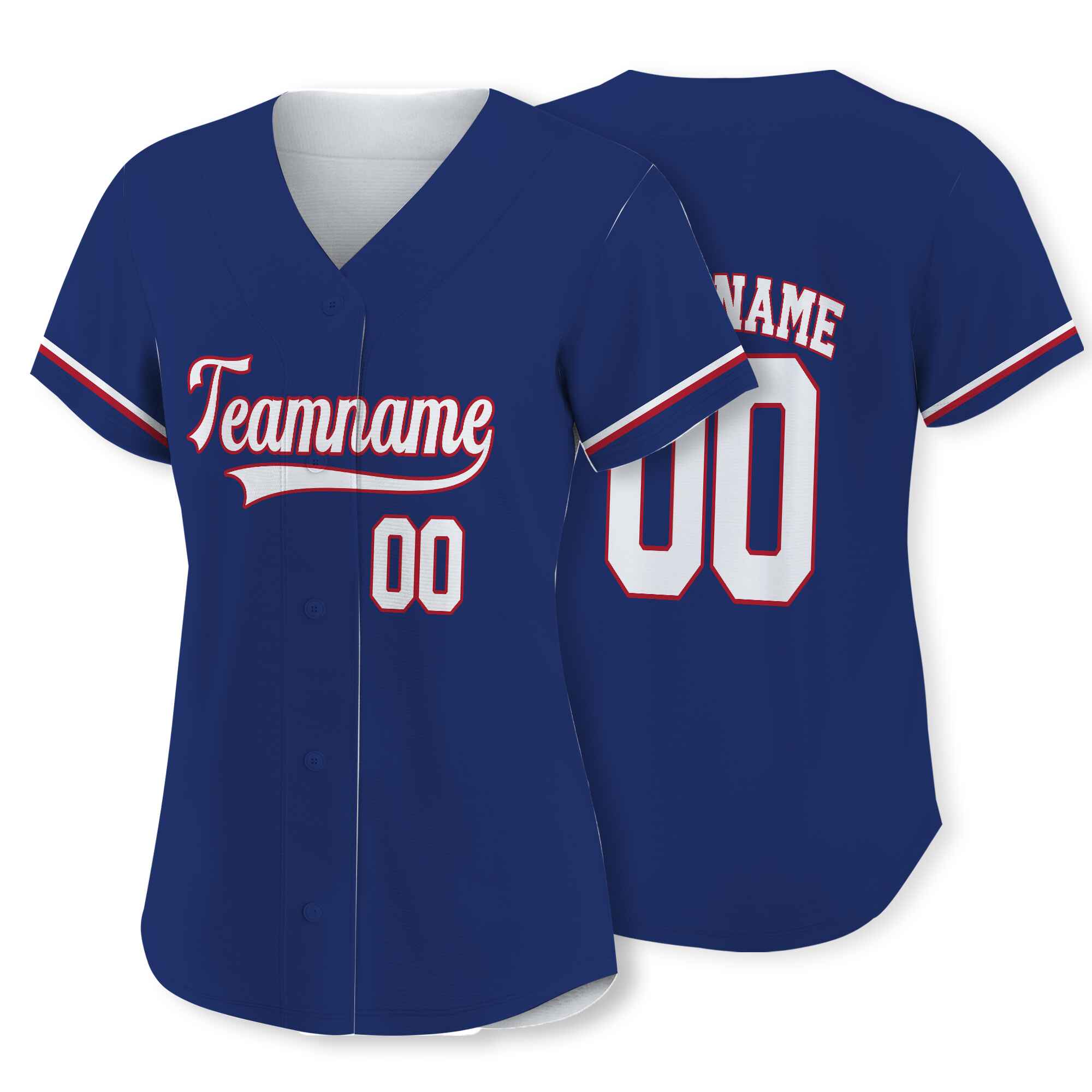Custom Navy White-Red Baseball Jersey
