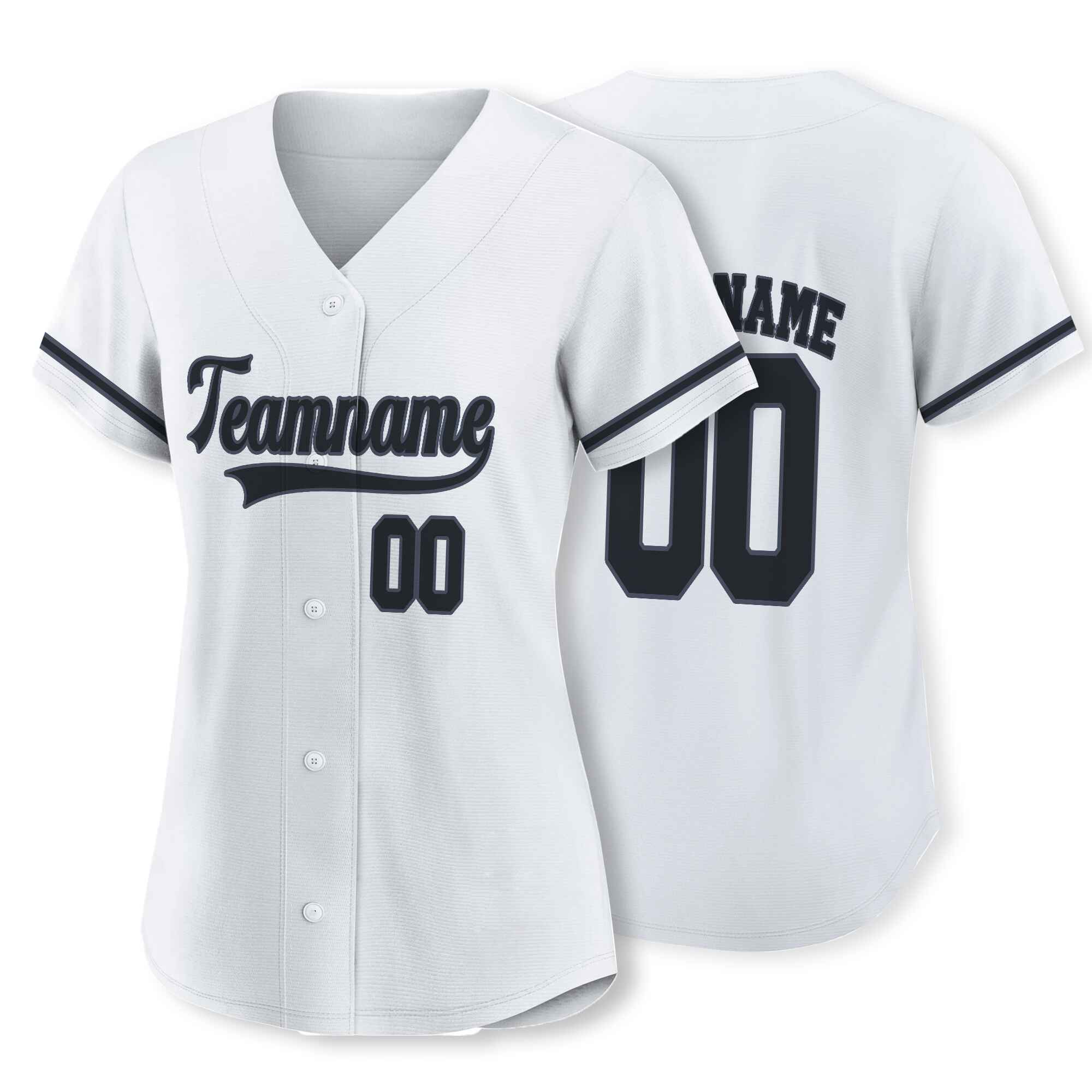 Custom White Black-Gray Authentic Baseball Jersey