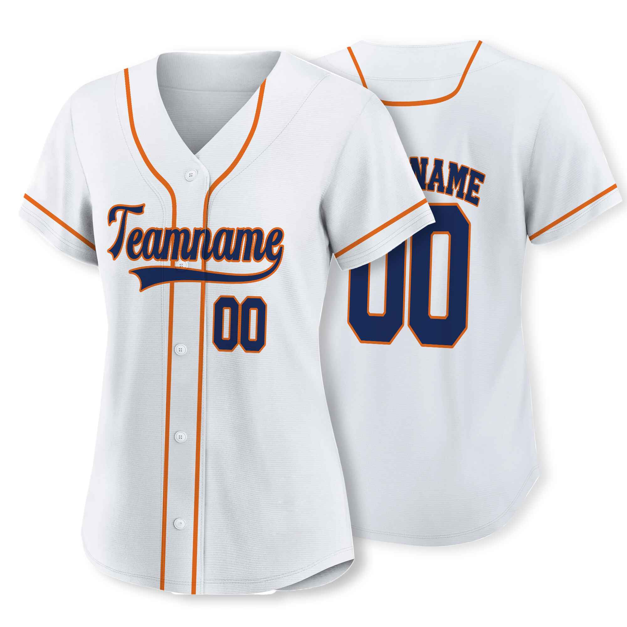 Custom White Navy - Orange Authentic Baseball Jersey