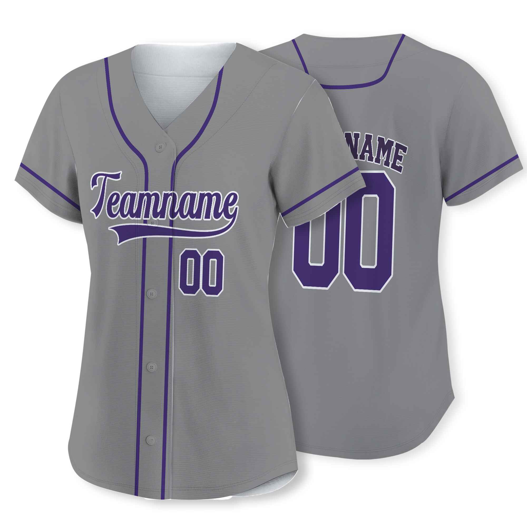 Custom Gray Purple-White Authentic Baseball Jersey