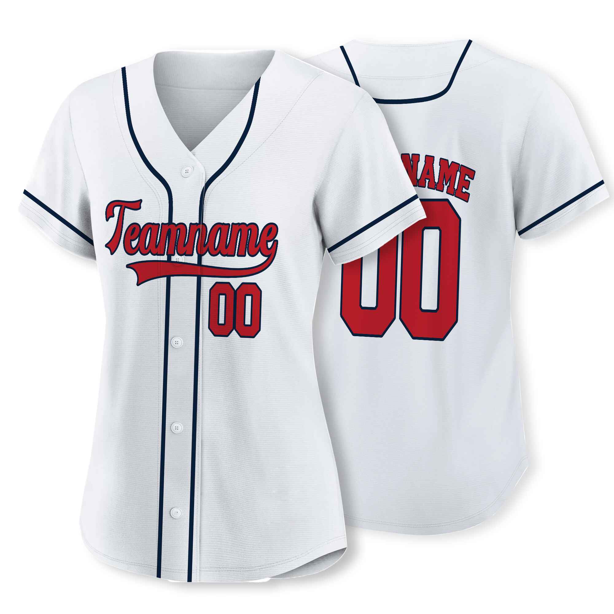 Custom White Red-Navy Authentic Baseball Jersey