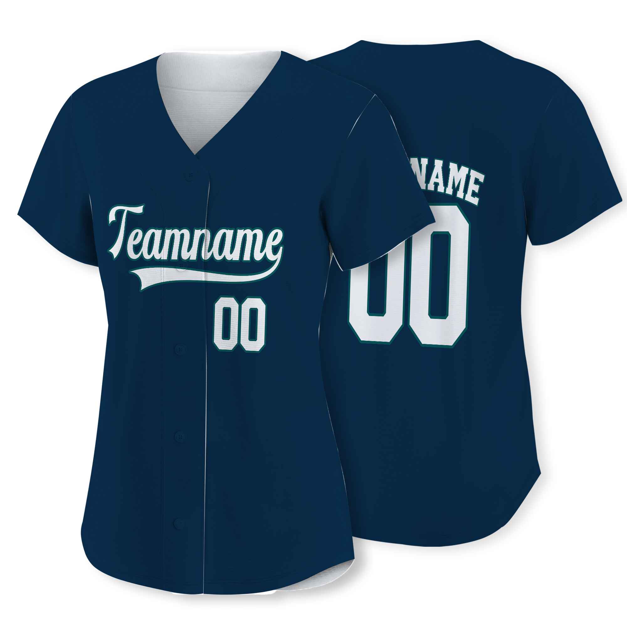 Custom Navy White-Green Authentic Baseball Jersey