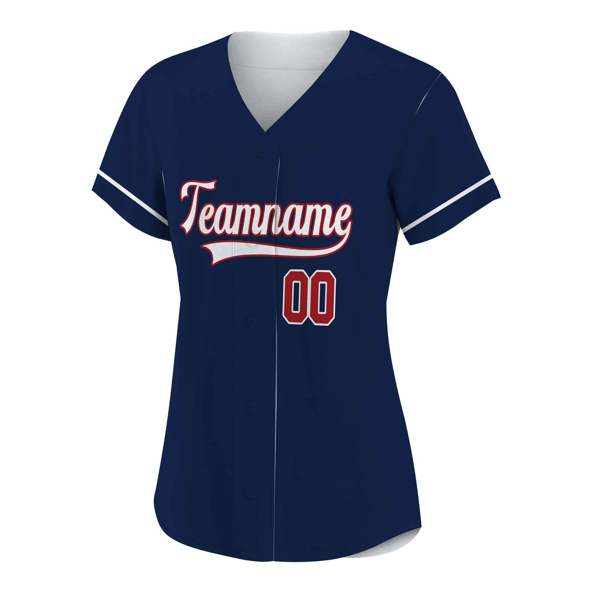 Custom Navy Red-White Authentic Baseball Jersey