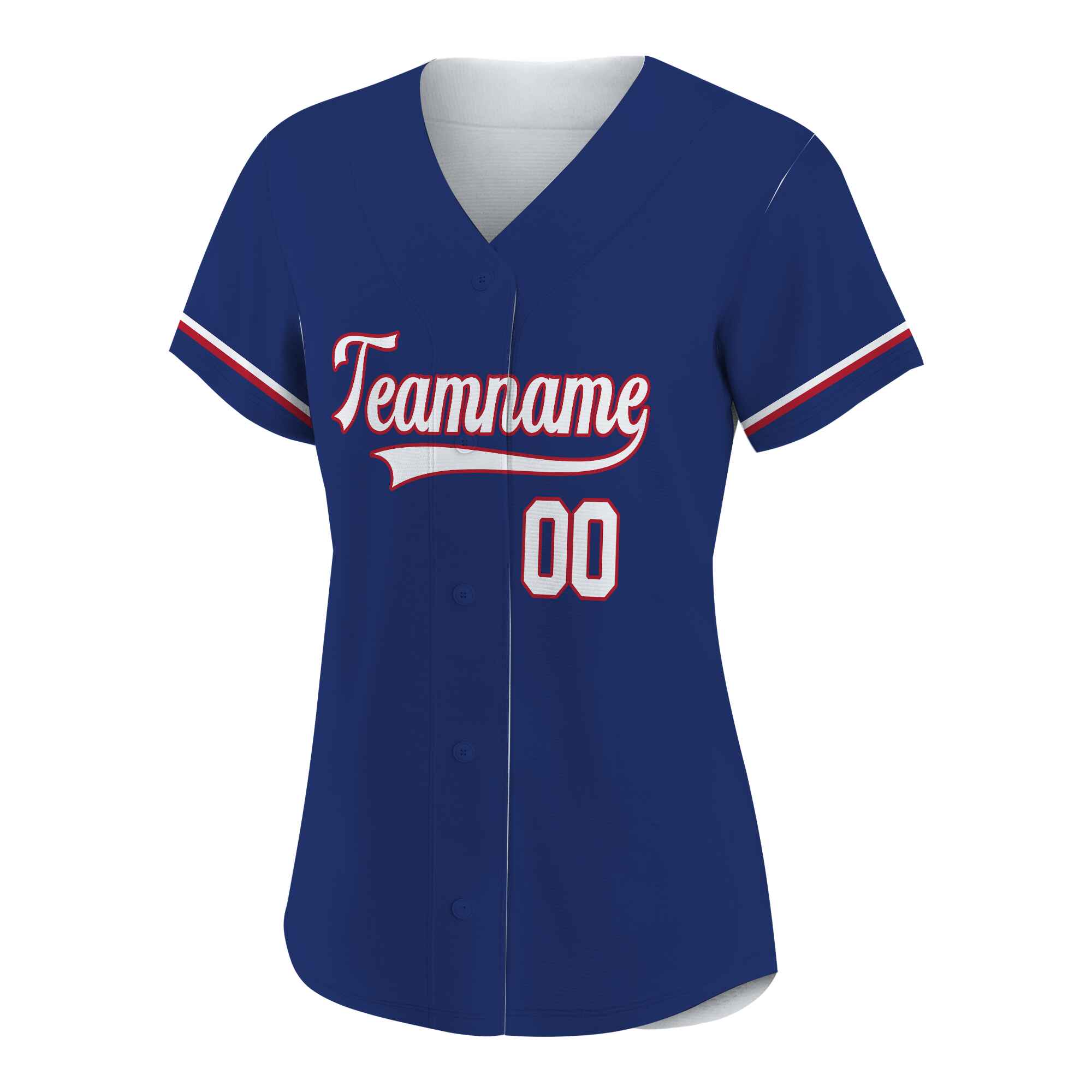 Custom Navy White-Red Baseball Jersey