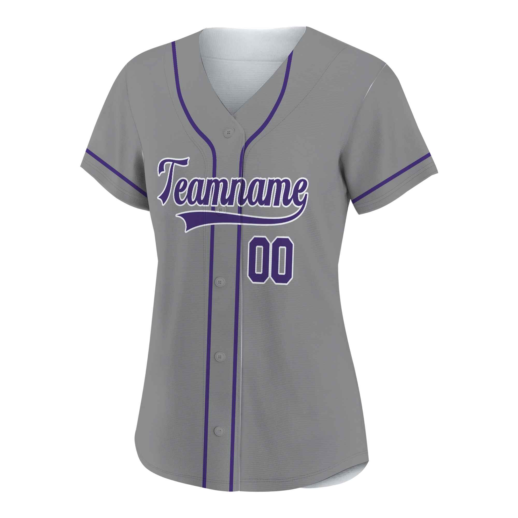 Custom Gray Purple-White Authentic Baseball Jersey