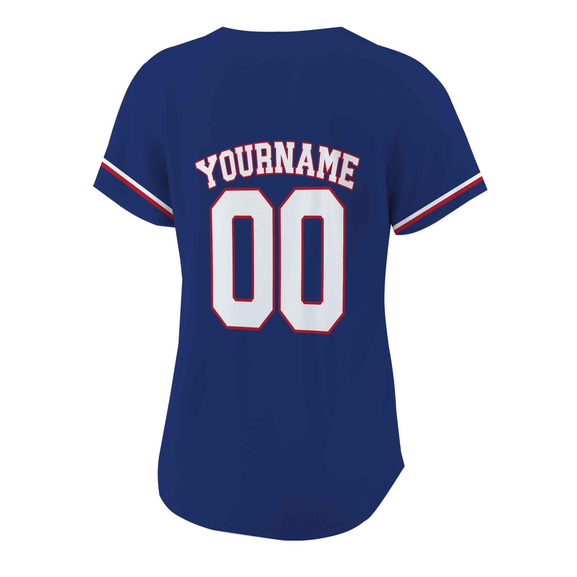 Custom Navy White-Red Baseball Jersey