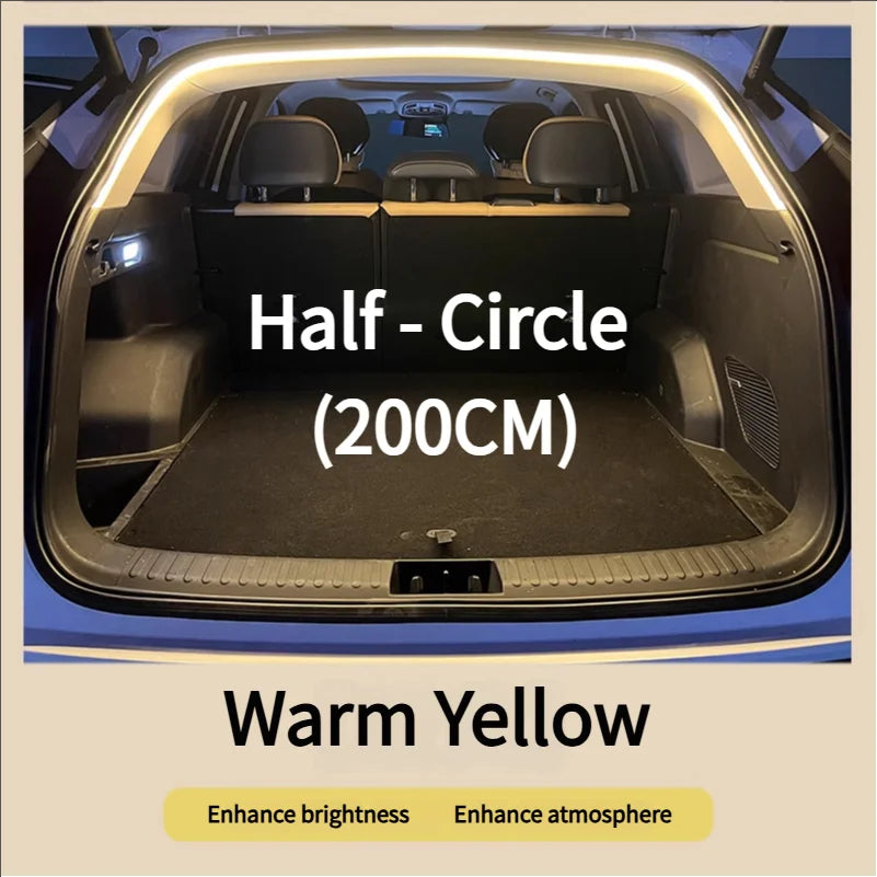 Car Trunk LED Light Strip – Waterproof Flexible PVC Ambient Light, Auto On/Off, Universal Fit for SUV & MPV