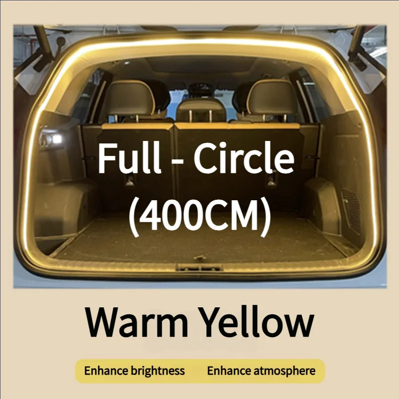Car Trunk LED Light Strip – Waterproof Flexible PVC Ambient Light, Auto On/Off, Universal Fit for SUV & MPV