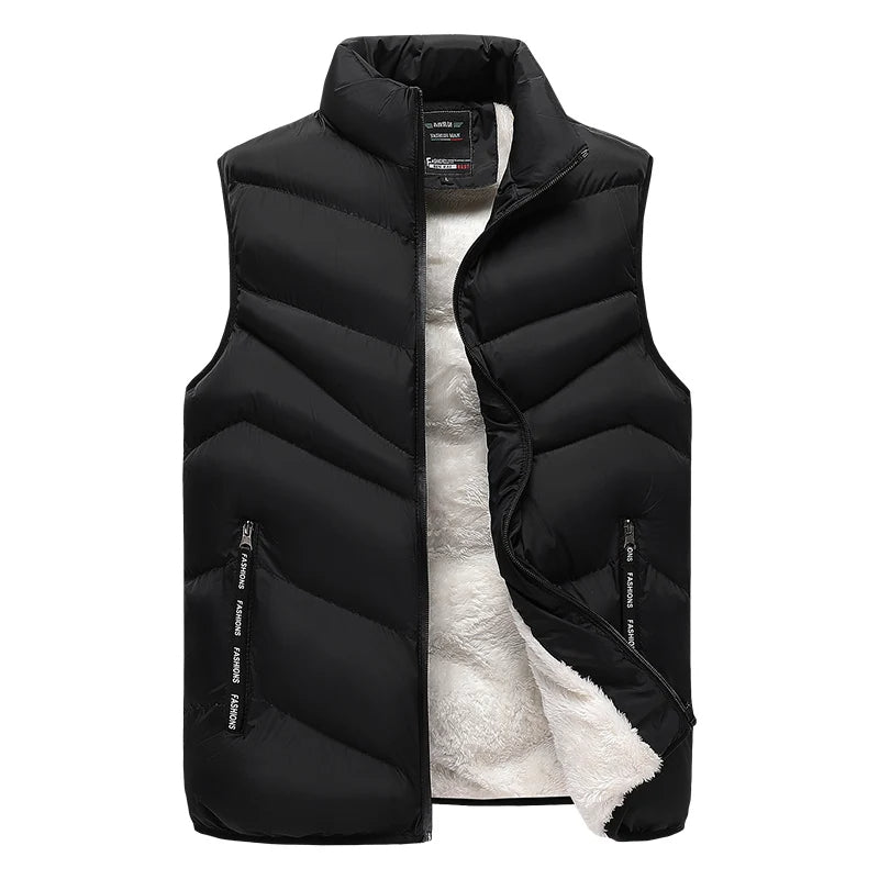 Men’s Winter Wool Soft Vest Jacket – Sleeveless Warm Fleece Waistcoat, Fashion Plus Size Up to 8XL C33