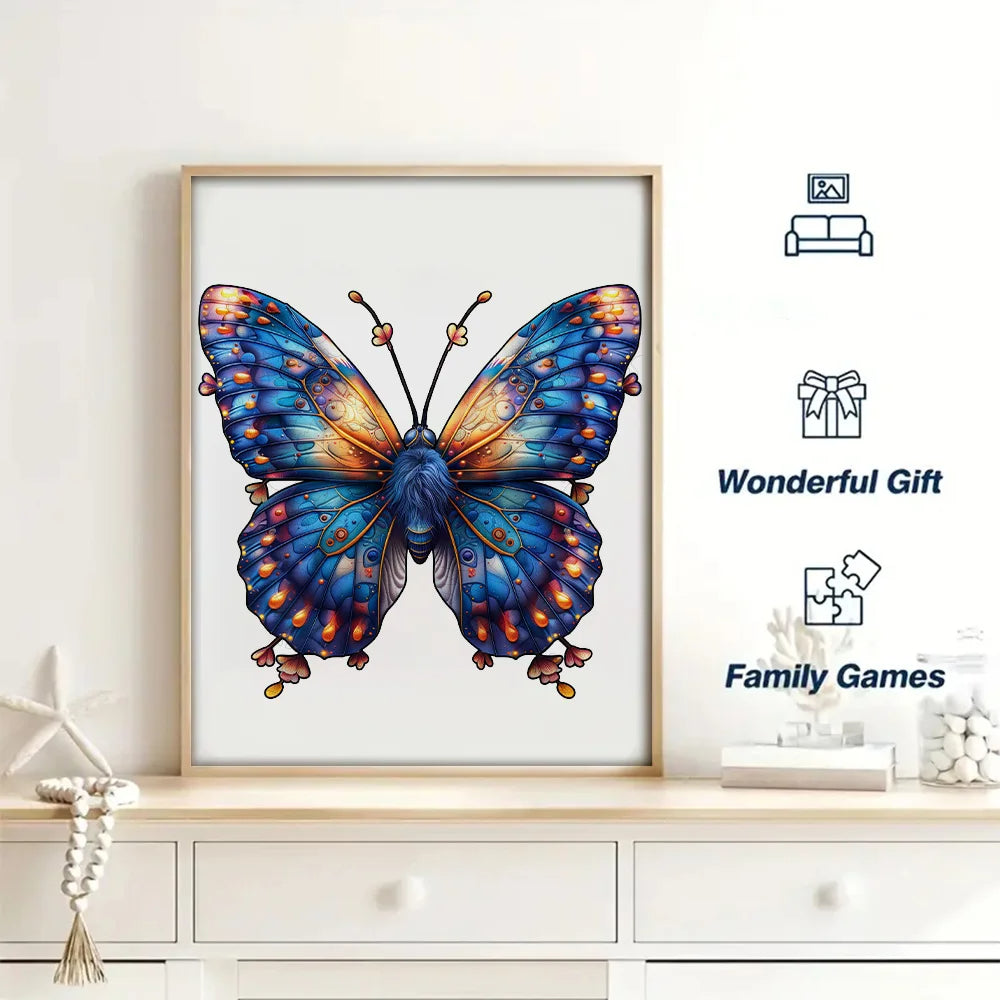 Unique Animal Wooden Jigsaw Puzzles, Butterfly Laser Cut puzzle, Unique Butterfly Shape Challenge, DIY Crafts, Educational Toys for Adults and Kids, Perfect Gift Idea, Christmas gift Idea 183