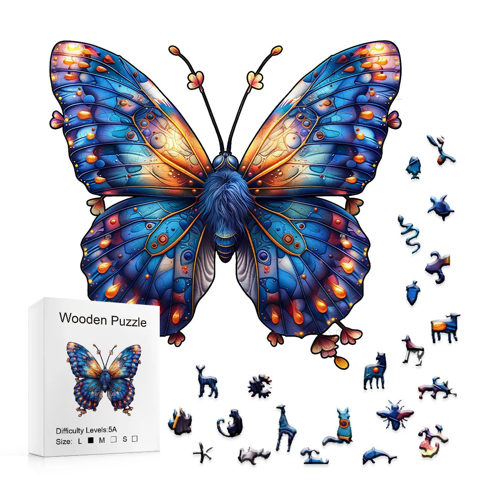 Unique Animal Wooden Jigsaw Puzzles, Butterfly Laser Cut puzzle, Unique Butterfly Shape Challenge, DIY Crafts, Educational Toys for Adults and Kids, Perfect Gift Idea, Christmas gift Idea 183