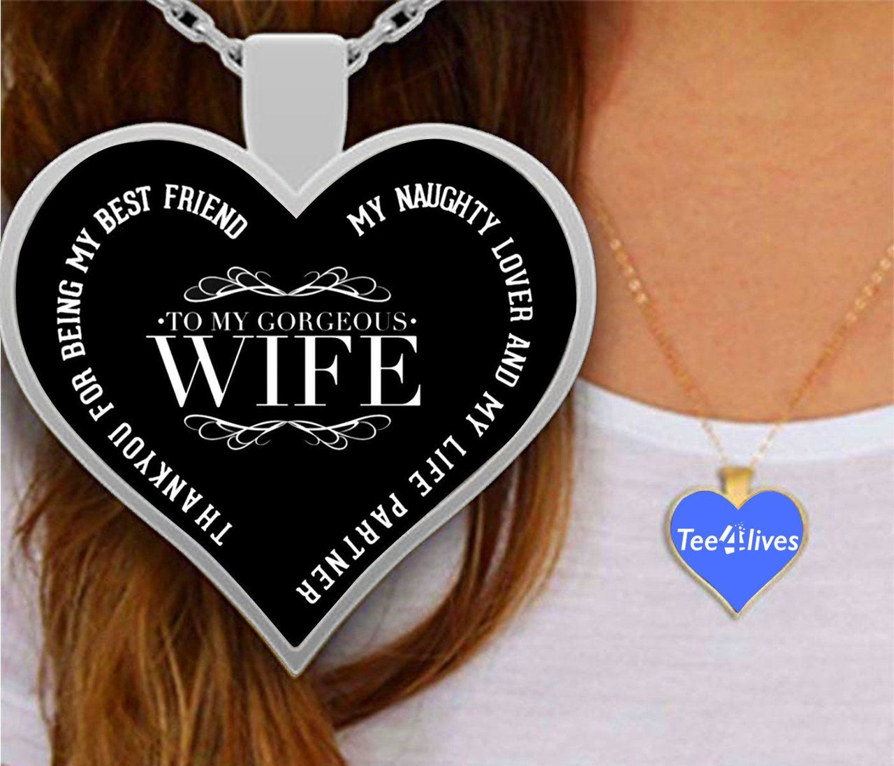 To My Gorgeous Wife Heart Necklace - Necklaces for Women 3