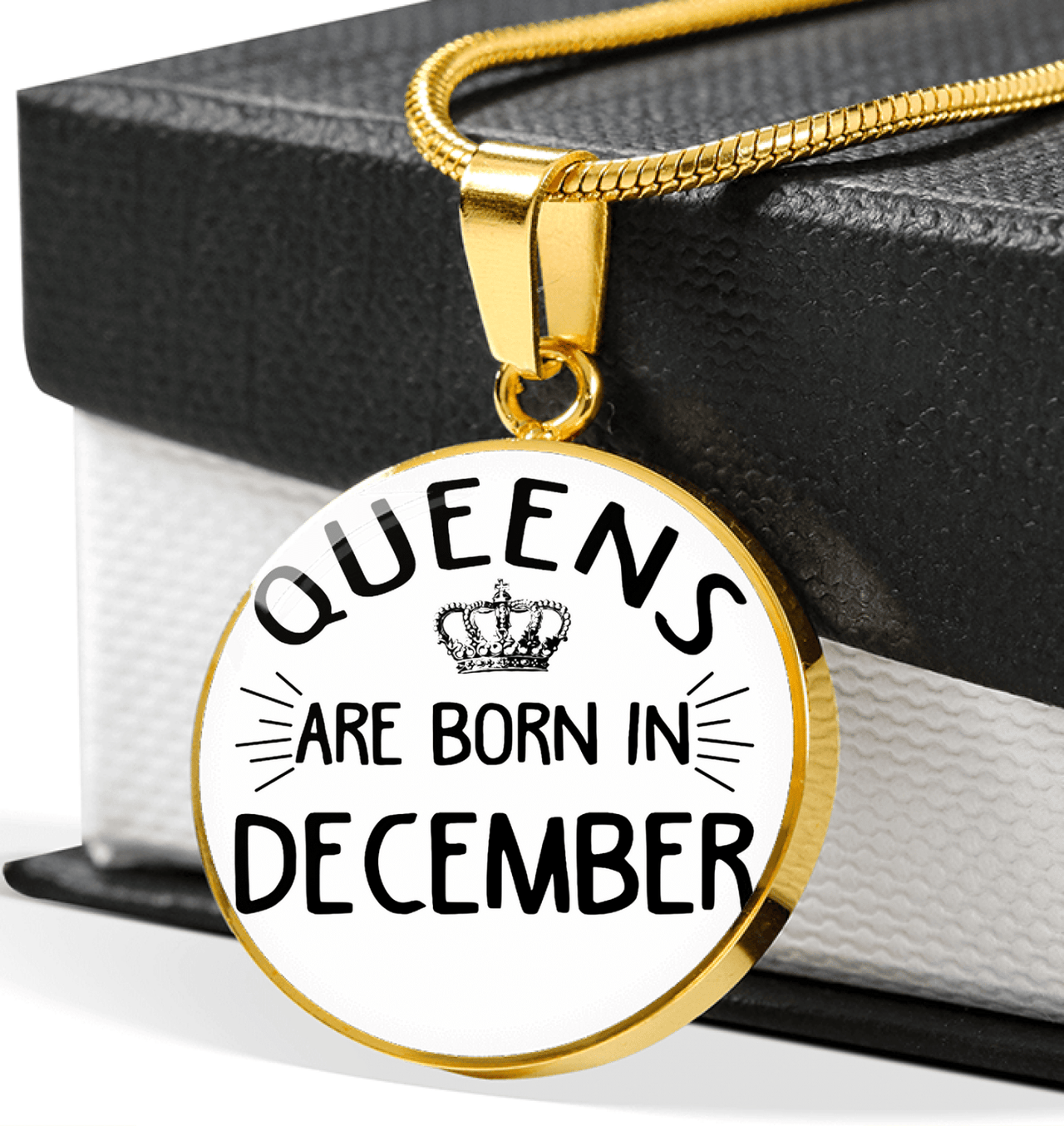 Queens Are Born In December Circle Necklace