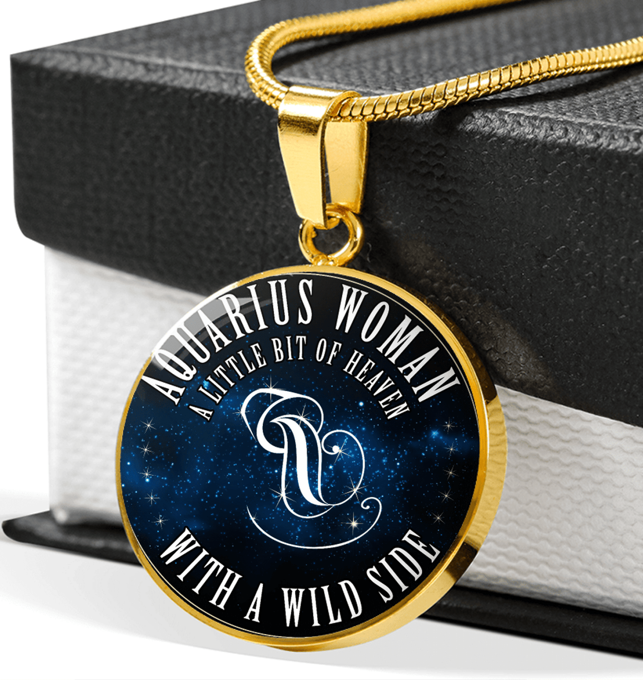Aquarius Woman Circle Necklace - Gift For Woman