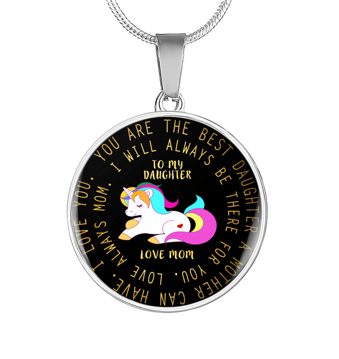 Unicorn To My Daughter Circle Necklace - Gift For Daughter