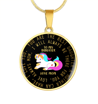 Thumbnail for Unicorn To My Daughter Circle Necklace - Gift For Daughter