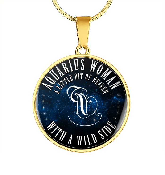 Aquarius Woman Circle Necklace - Gift For Woman