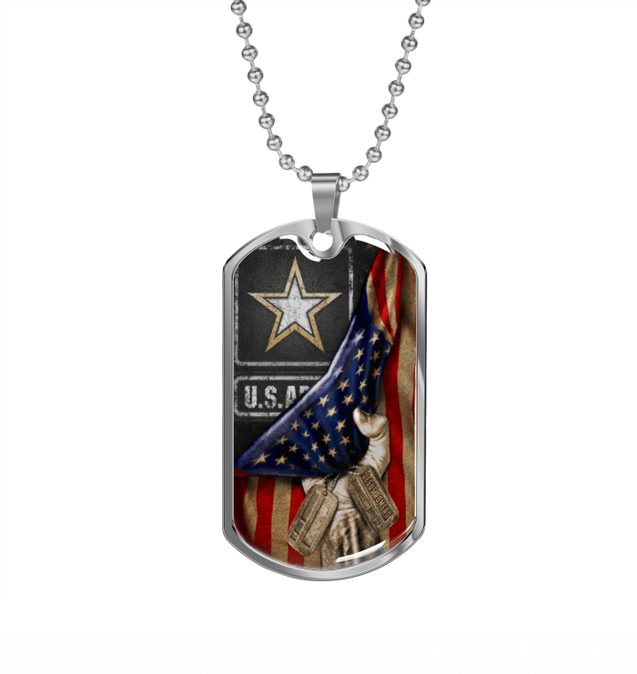 U.S. ARMY Flag Personalized Name Dog Tag Necklace - Cog Tags For Men
