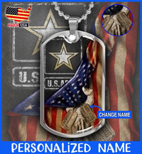 Thumbnail for U.S. ARMY Flag Personalized Name Dog Tag Necklace - Cog Tags For Men