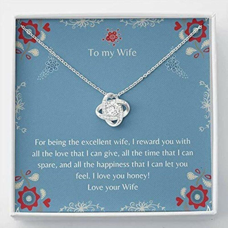 Wife Necklace, Gift To My Wife Necklace With Message Card Wife To Wife Blue Stronger Together