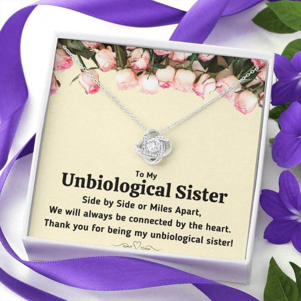 Sister Necklace, To My Unbiological Sister �Connected By The Heart� Love Knot Necklace Gift